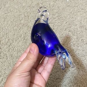 Cobalt Blue Glass Bird Paperweight/Decor